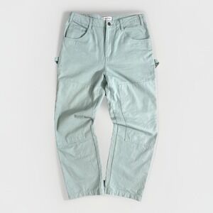 Teddy Fresh Double-Knee Pants Mens Size 30x29 Green Carpenter Loops Cotton
